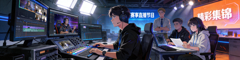 完美电竞内容制作团队正在制作赛事直播节目与精彩集锦